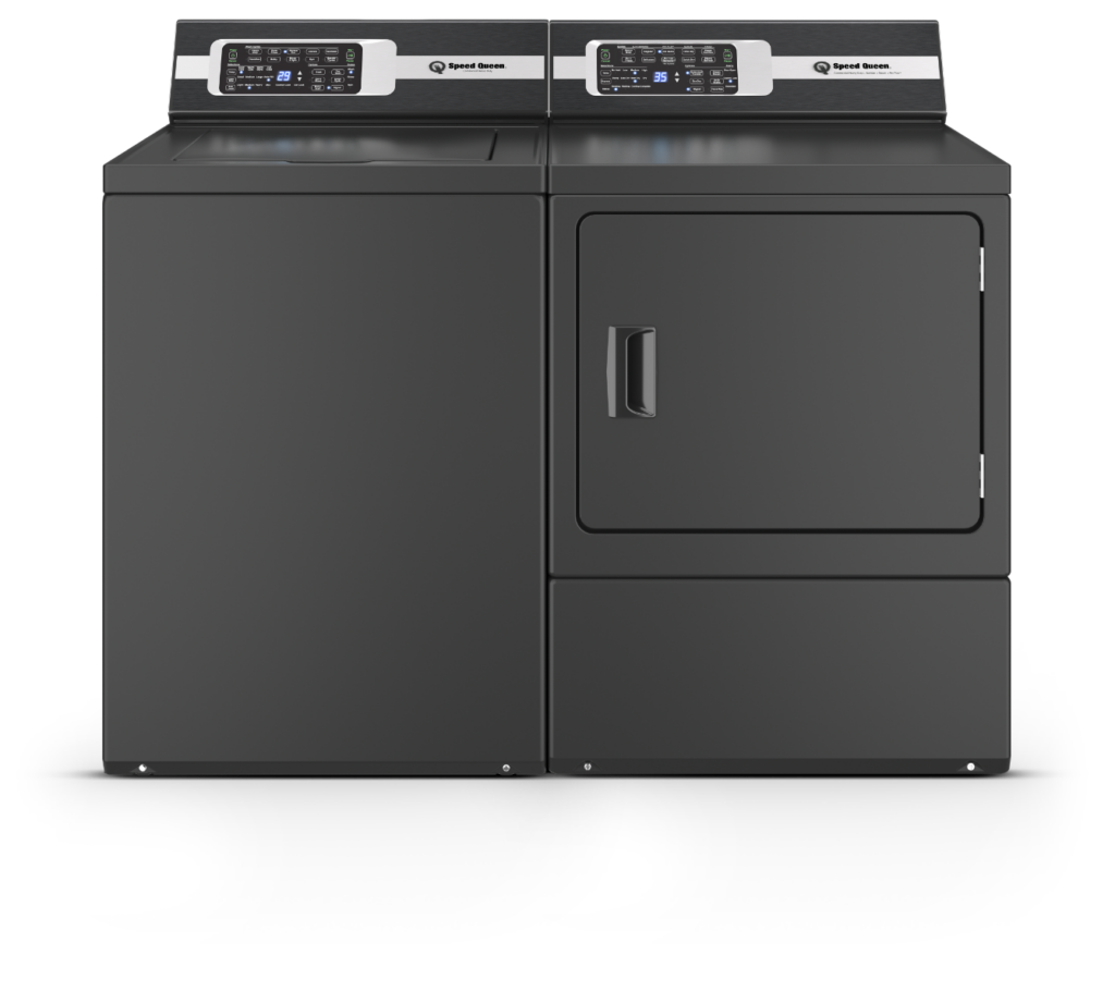 pair of black washer and dryer