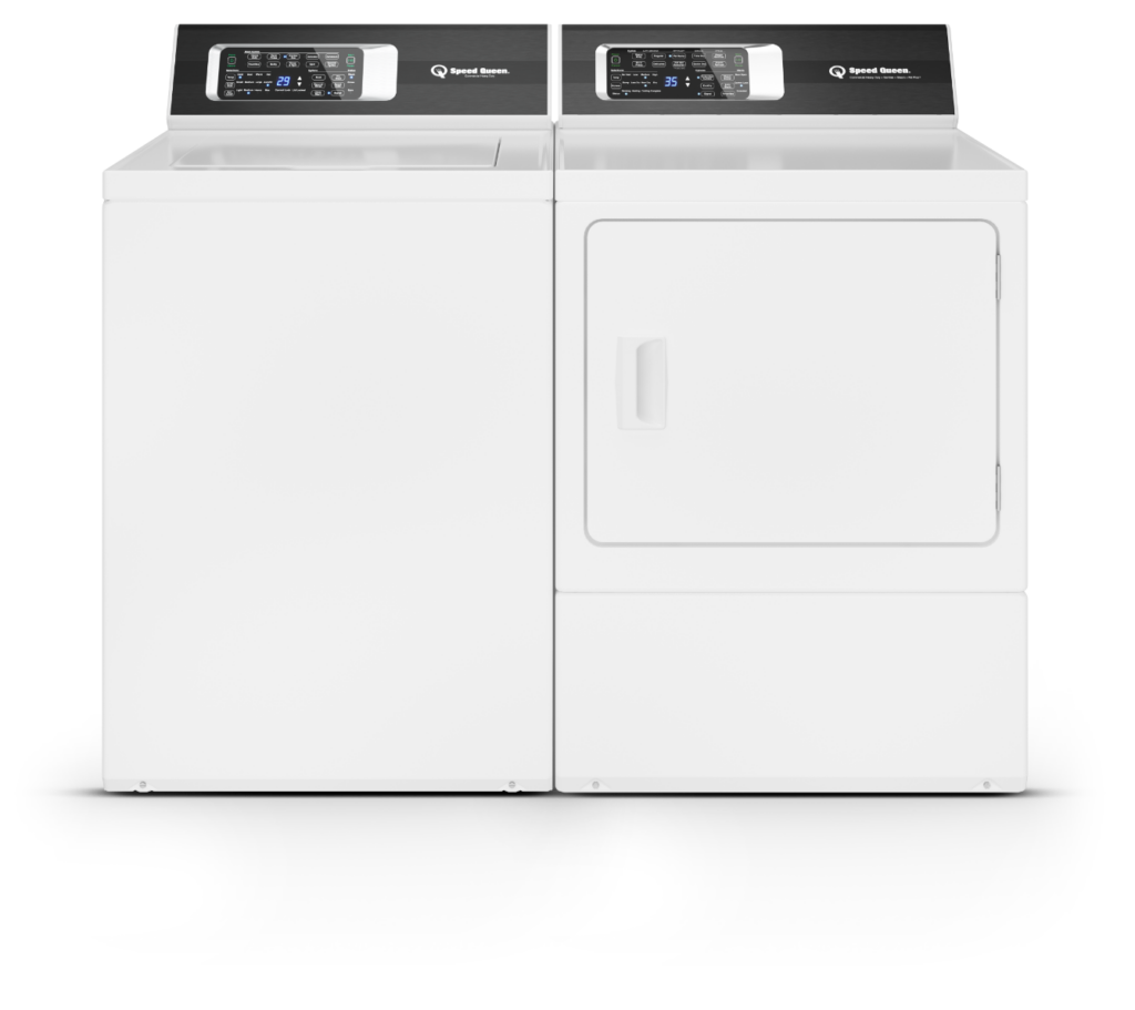 pair of white washer and dryer